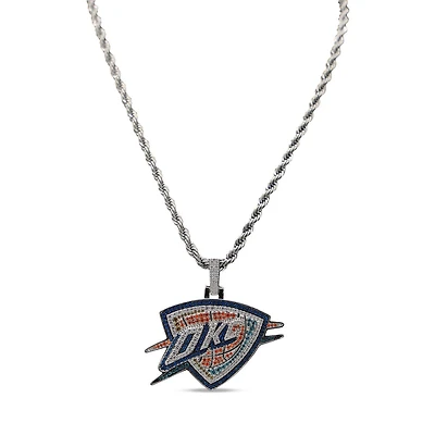 GLD Oklahoma City Thunder 14K White Gold Logo Pendant & 20" Rope Chain