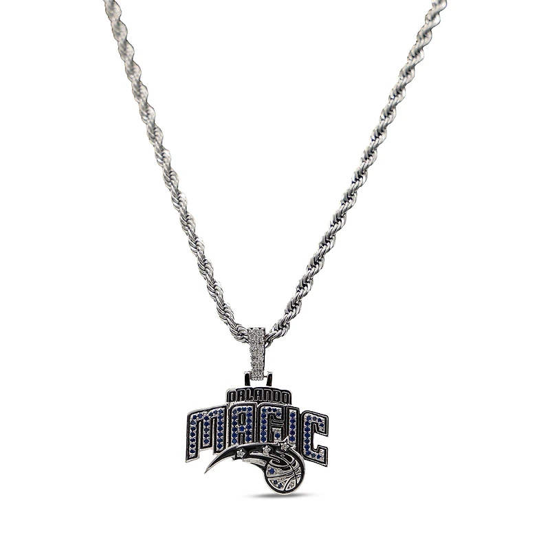 The GLD Shop Orlando Magic 14K White Gold Logo Pendant & 20" Rope Chain