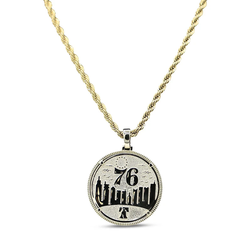 The GLD Shop Philadelphia 76ers 18K Yellow Gold Logo Pendant & 20" Rope Chain