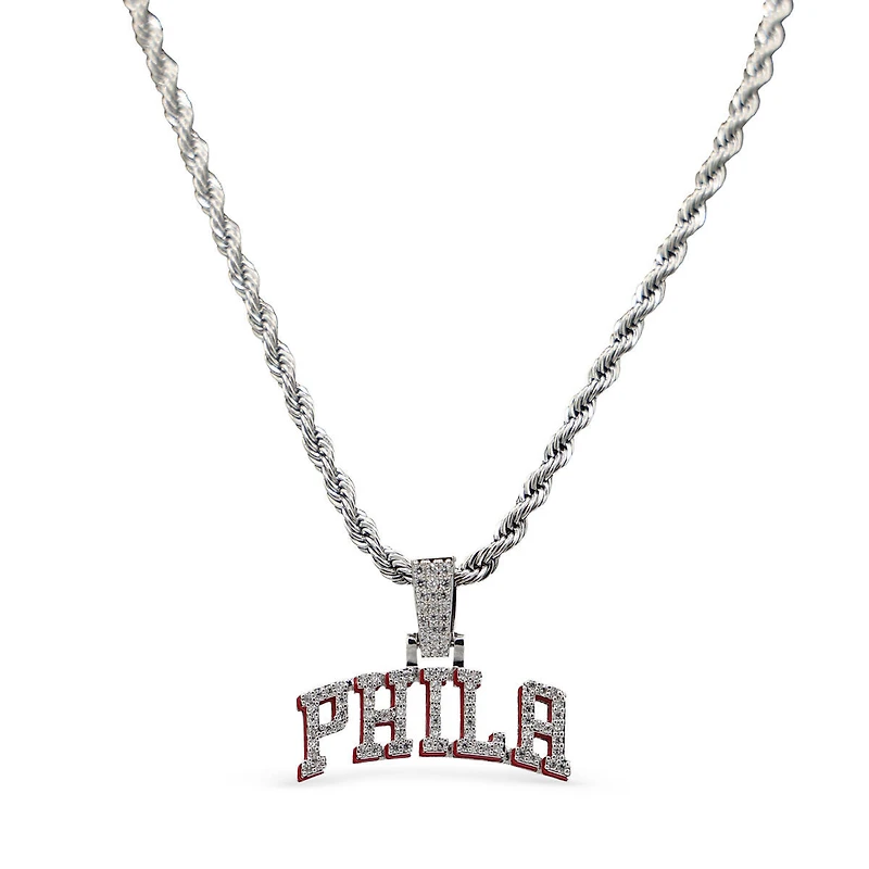 The GLD Shop Philadelphia 76ers 14K White Gold Logo Pendant & 20" Rope Chain