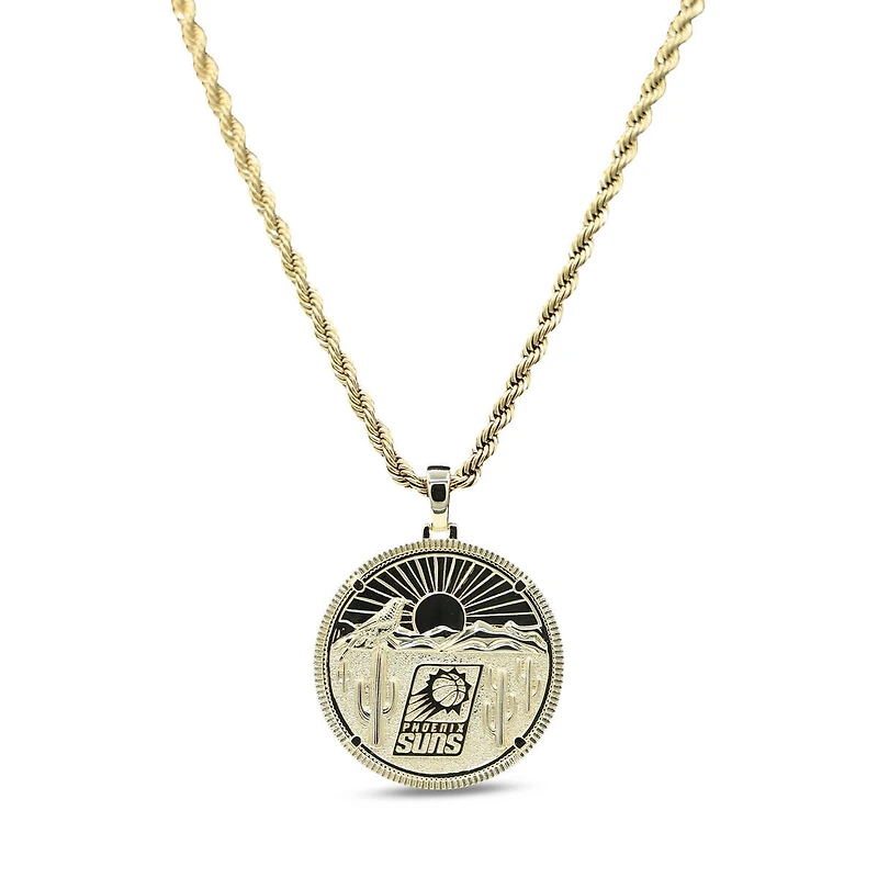GLD Phoenix Suns 18K Yellow Gold Logo Pendant & 20" Rope Chain