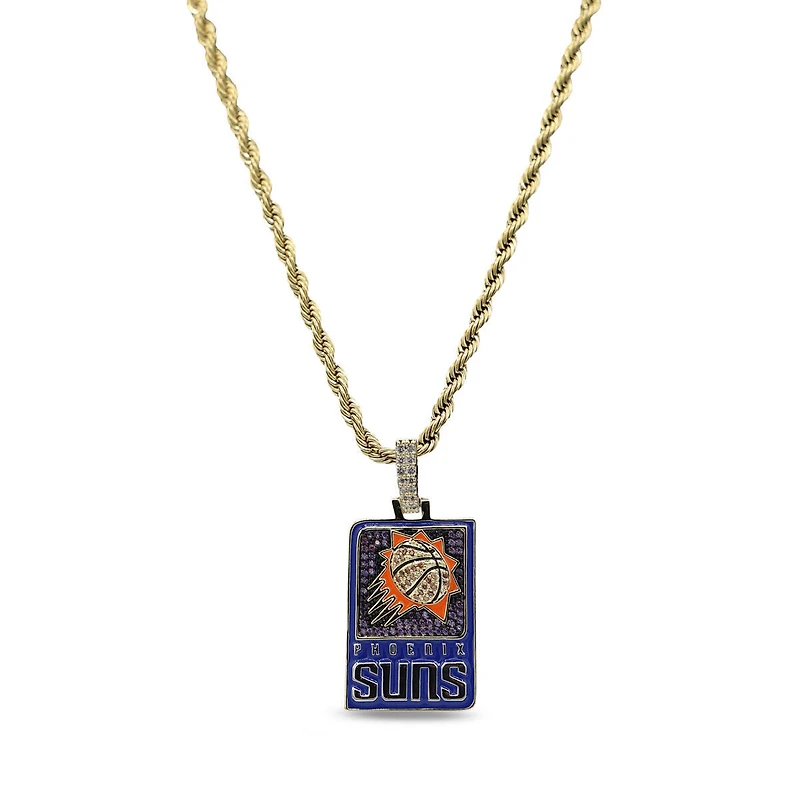 GLD Phoenix Suns 18K Yellow Gold Logo Pendant & 20" Rope Chain