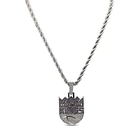 The GLD Shop Sacramento Kings 14K White Gold Logo Pendant & 20" Rope Chain