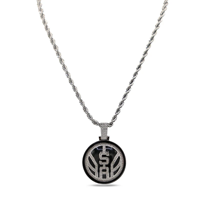 The GLD Shop San Antonio Spurs 14K White Gold Logo Pendant & 20" Rope Chain