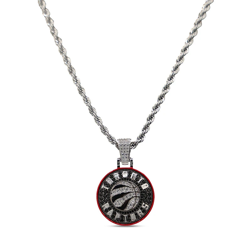 The GLD Shop Toronto Raptors 14K White Gold Logo Pendant & 20" Rope Chain