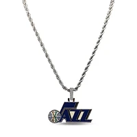 The GLD Shop Utah Jazz 14K White Gold Logo Pendant & 20" Rope Chain