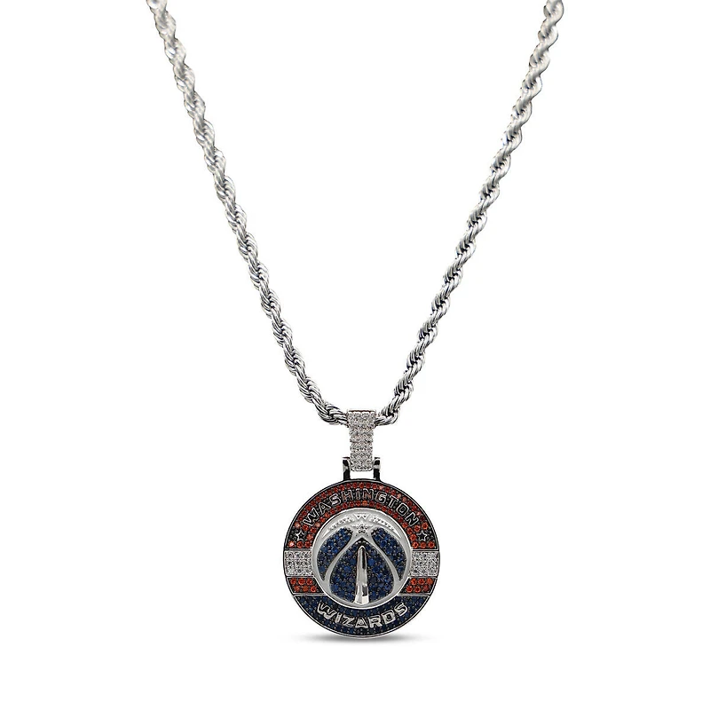 The GLD Shop Washington Wizards 14K White Gold Logo Pendant & 20" Rope Chain