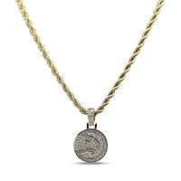 The GLD Shop Atlanta Hawks 18K Yellow Gold Logo Pendant & 20" Rope Chain