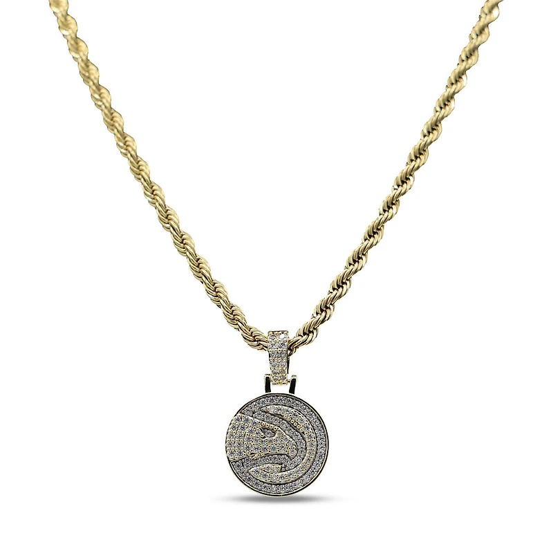 The GLD Shop Atlanta Hawks 18K Yellow Gold Logo Pendant & 20" Rope Chain