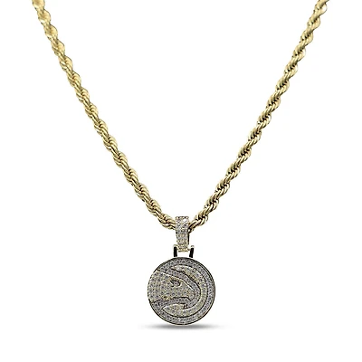 The GLD Shop Atlanta Hawks 18K Yellow Gold Logo Pendant & 20" Rope Chain