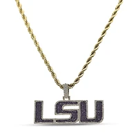 The GLD Shop LSU Tigers 18K Yellow Gold Logo Pendant & 20" Rope Chain