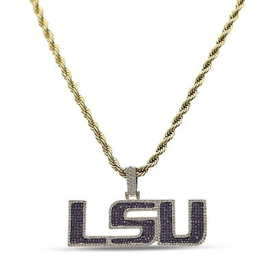 The GLD Shop LSU Tigers 18K Yellow Gold Logo Pendant & 20" Rope Chain
