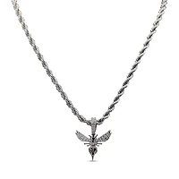 The GLD Shop Charlotte Hornets 14K White Gold Logo Pendant & 20" Rope Chain