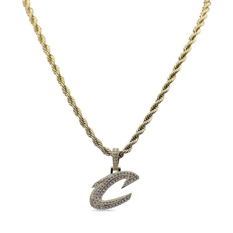 GLD Cleveland Cavaliers 18K Yellow Gold Logo Pendant & 20" Rope Chain
