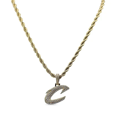 GLD Cleveland Cavaliers 18K Yellow Gold Logo Pendant & 20" Rope Chain