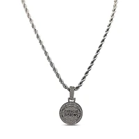 The GLD Shop Detroit Pistons 14K White Gold Logo Pendant & 20" Rope Chain