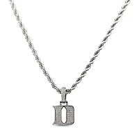 The GLD Shop Duke Blue Devils 14K White Gold Logo Pendant & 20" Rope Chain