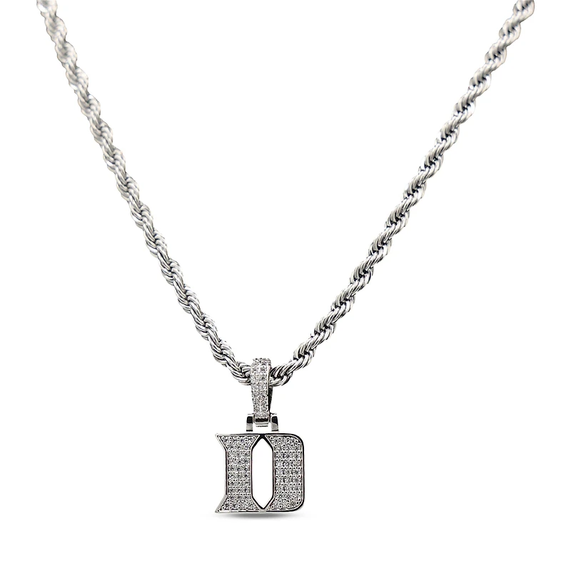 The GLD Shop Duke Blue Devils 14K White Gold Logo Pendant & 20" Rope Chain