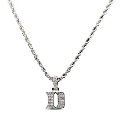 The GLD Shop Duke Blue Devils 14K White Gold Logo Pendant & 20" Rope Chain