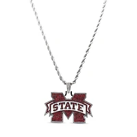 The GLD Shop Mississippi State Bulldogs 14K White Gold Logo Pendant & 20" Rope Chain