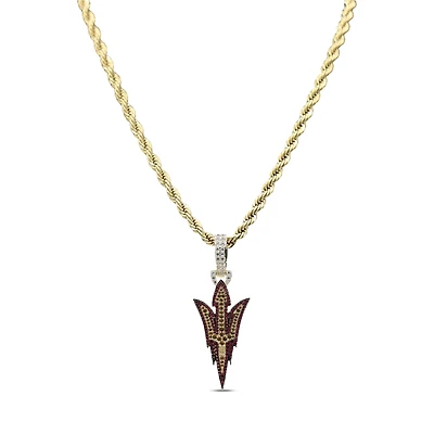 The GLD Shop Arizona State Sun Devils 18K Yellow Gold Logo Pendant & 20" Rope Chain