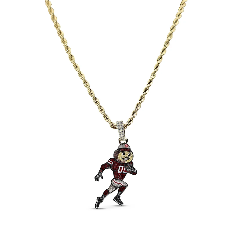 GLD Ohio State Buckeyes 18K Yellow Gold Logo Pendant & 20" Rope Chain
