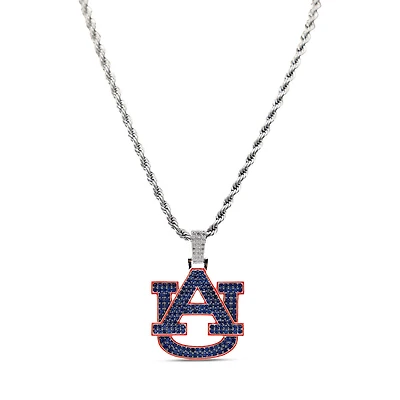 The GLD Shop Auburn Tigers 14K White Gold Logo Pendant & 20" Rope Chain