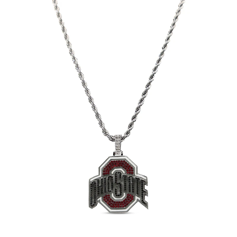 GLD Ohio State Buckeyes 14K White Gold Logo Pendant & 20" Rope Chain