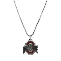GLD Ohio State Buckeyes 14K White Gold Logo Pendant & 20" Rope Chain