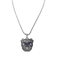 The GLD Shop Butler Bulldogs 14K White Gold Logo Pendant & 20" Rope Chain