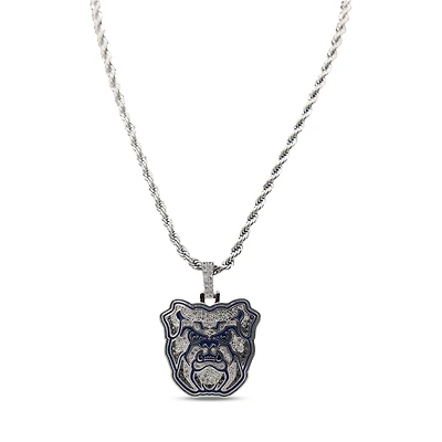 The GLD Shop Butler Bulldogs 14K White Gold Logo Pendant & 20" Rope Chain