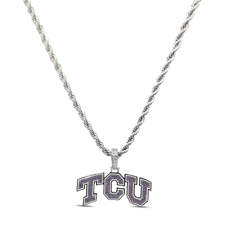 The GLD Shop TCU Horned Frogs 14K White Gold Logo Pendant & 20" Rope Chain