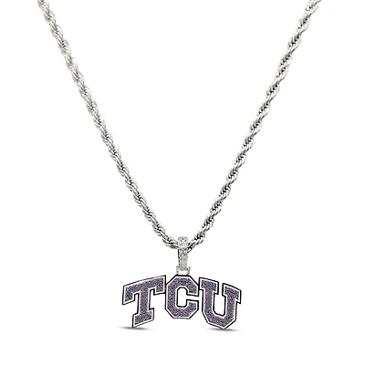 The GLD Shop TCU Horned Frogs 14K White Gold Logo Pendant & 20" Rope Chain