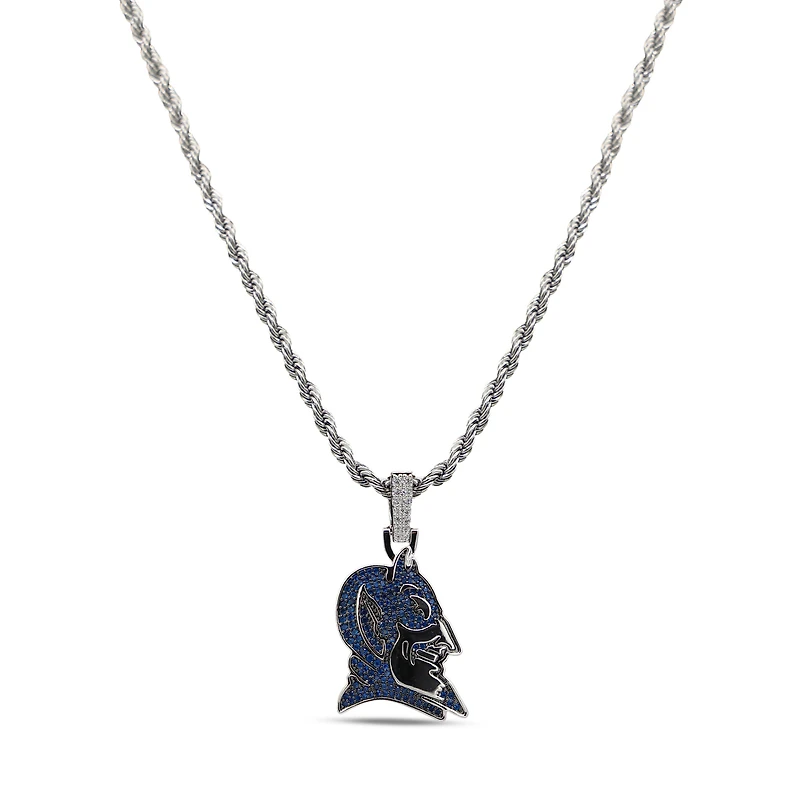 The GLD Shop Duke Blue Devils 14K White Gold Logo Pendant & 20" Rope Chain