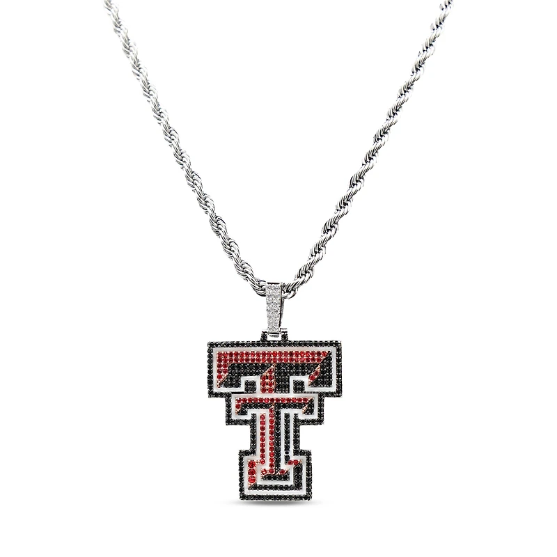 The GLD Shop Texas Tech Red Raiders 14K White Gold Logo Pendant & 20" Rope Chain