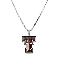 The GLD Shop Texas Tech Red Raiders 14K White Gold Logo Pendant & 20" Rope Chain