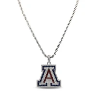 The GLD Shop Arizona Wildcats 14K White Gold Logo Pendant & 20" Rope Chain
