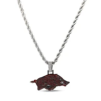 The GLD Shop Arkansas Razorbacks 14K White Gold Logo Pendant & 20" Rope Chain
