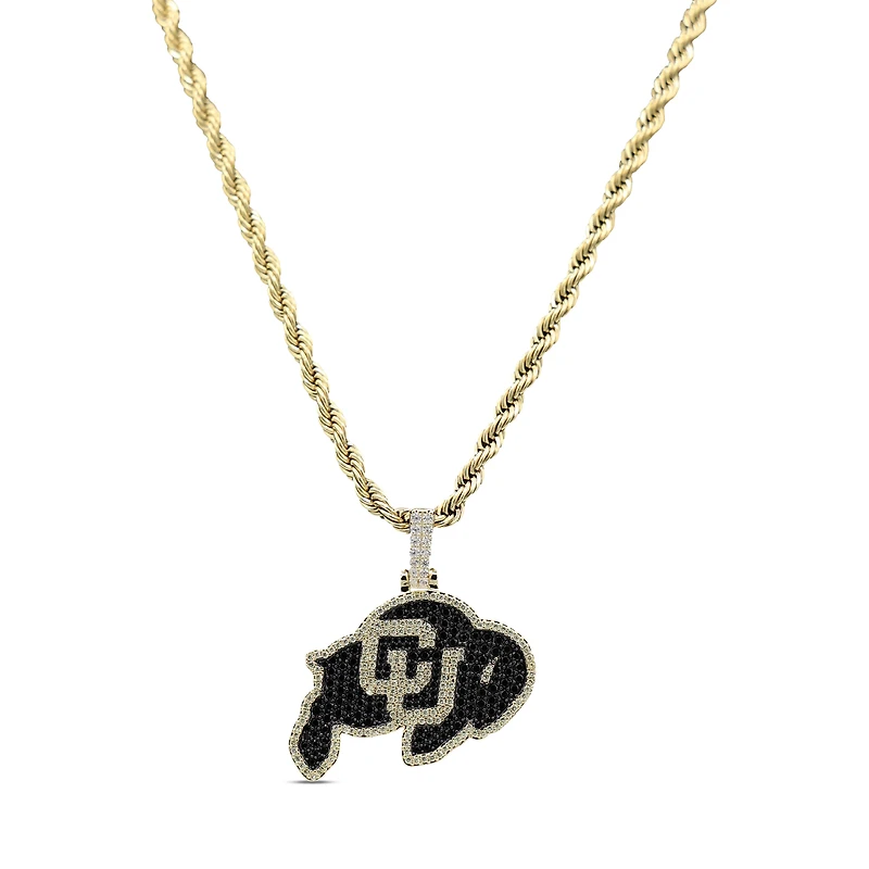 GLD Colorado Buffaloes 18K Yellow Gold Logo Pendant & 20" Rope Chain