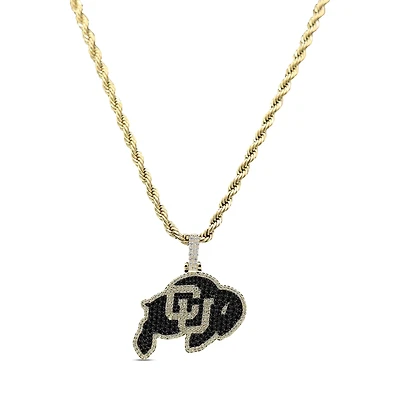The GLD Shop Colorado Buffaloes 18K Yellow Gold Logo Pendant & 20" Rope Chain