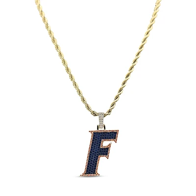 GLD Florida Gators 18K Yellow Gold Logo Pendant & 20" Rope Chain
