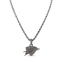 The GLD Shop Oklahoma City Thunder 14K White Gold Logo Pendant & 20" Rope Chain