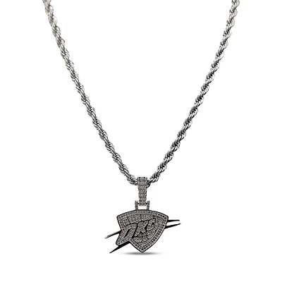 The GLD Shop Oklahoma City Thunder 14K White Gold Logo Pendant & 20" Rope Chain