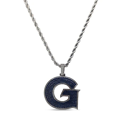 The GLD Shop Georgetown Hoyas 14K White Gold Logo Pendant & 20" Rope Chain