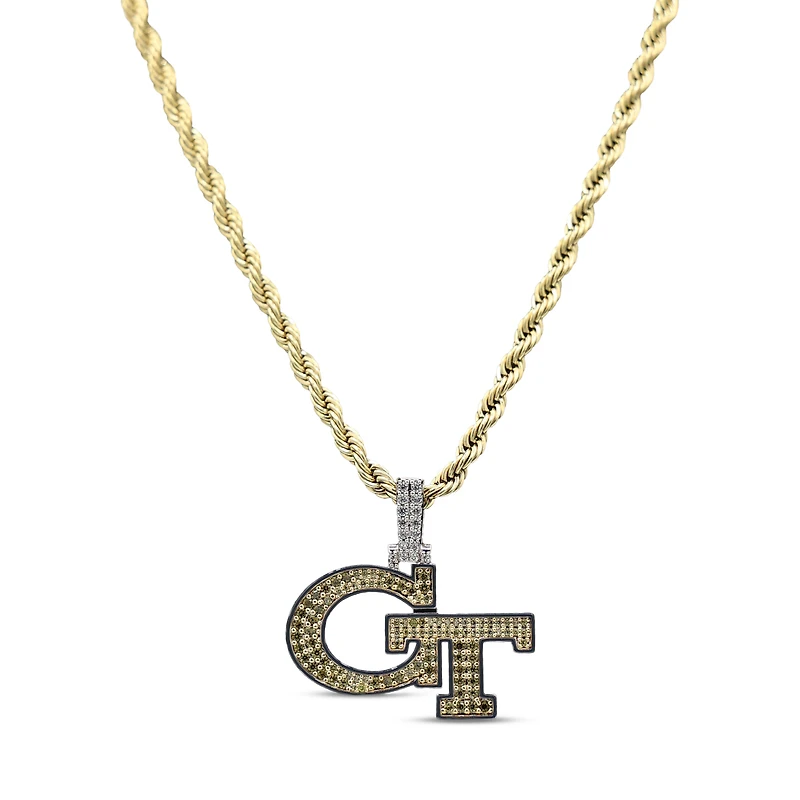 The GLD Shop Georgia Tech Yellow Jackets 18K Yellow Gold Logo Pendant & 20" Rope Chain