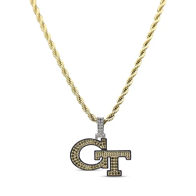 The GLD Shop Georgia Tech Yellow Jackets 18K Yellow Gold Logo Pendant & 20" Rope Chain