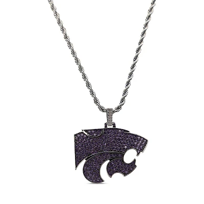 The GLD Shop Kansas State Wildcats 14K White Gold Logo Pendant & 20" Rope Chain