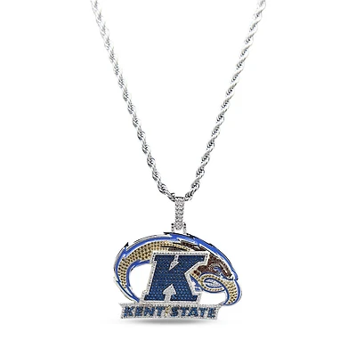 GLD Kent State Golden Flashes 14K White Gold Logo Pendant & 20" Rope Chain