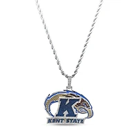 GLD Kent State Golden Flashes 14K White Gold Logo Pendant & 20" Rope Chain