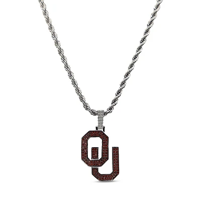 The GLD Shop Oklahoma Sooners 14K White Gold Logo Pendant & 20" Rope Chain